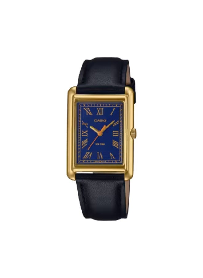 CASIO LTP-B165GL-2BVEF Women’s Square Analog Watch, Leather Strap, Blue Dial with Roman Numerals, 50m Water Resistance, Classic Dress Style